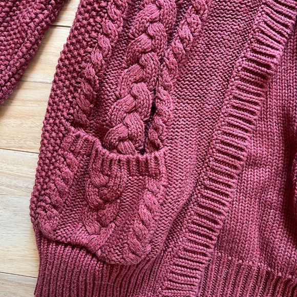 Fat Face Knitted Burgundy 100% cotton cardigan - Picture 3 of 4